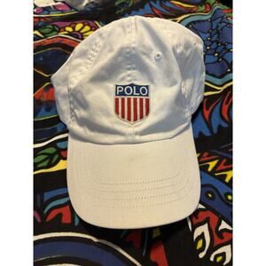 Retro Flawed white polo ralph lauren shield spellout hat dad hat